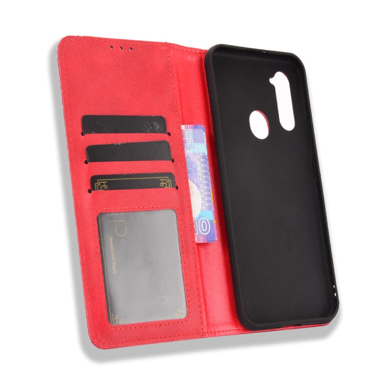Para ZTE LIBERO 5G Hebilla magnética Retro Crazy Horse Texture Horizontal Flip Funda de cuero con soporte y tragamonedas de tarjetas y marco de fotos (rojo)