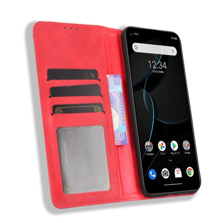 Para ZTE LIBERO 5G Hebilla magnética Retro Crazy Horse Texture Horizontal Flip Funda de cuero con soporte y tragamonedas de tarjetas y marco de fotos (rojo)