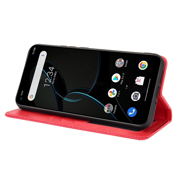 Para ZTE LIBERO 5G Hebilla magnética Retro Crazy Horse Texture Horizontal Flip Funda de cuero con soporte y tragamonedas de tarjetas y marco de fotos (rojo)