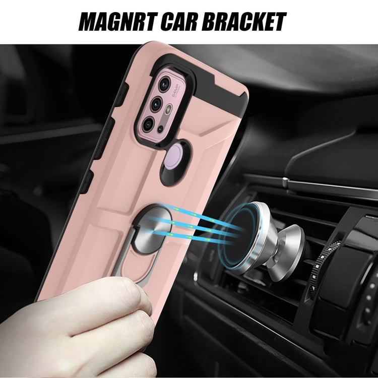 Para MOTOROLA MOTO G10 / G30 War-dios Armor TPU + PC Funda protectora magnética a prueba de golpes con soporte de anillo (oro rosa)