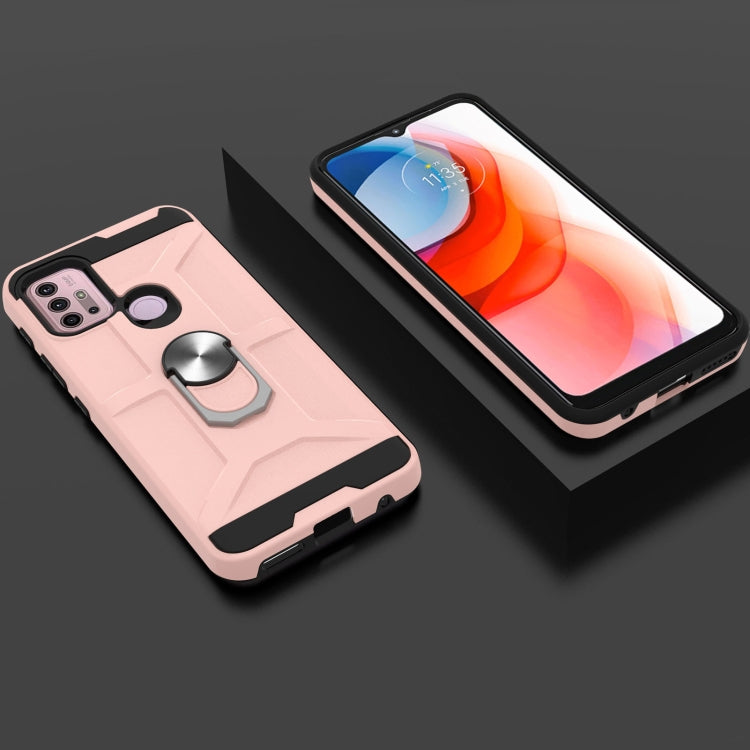Para MOTOROLA MOTO G10 / G30 War-dios Armor TPU + PC Funda protectora magnética a prueba de golpes con soporte de anillo (oro rosa)