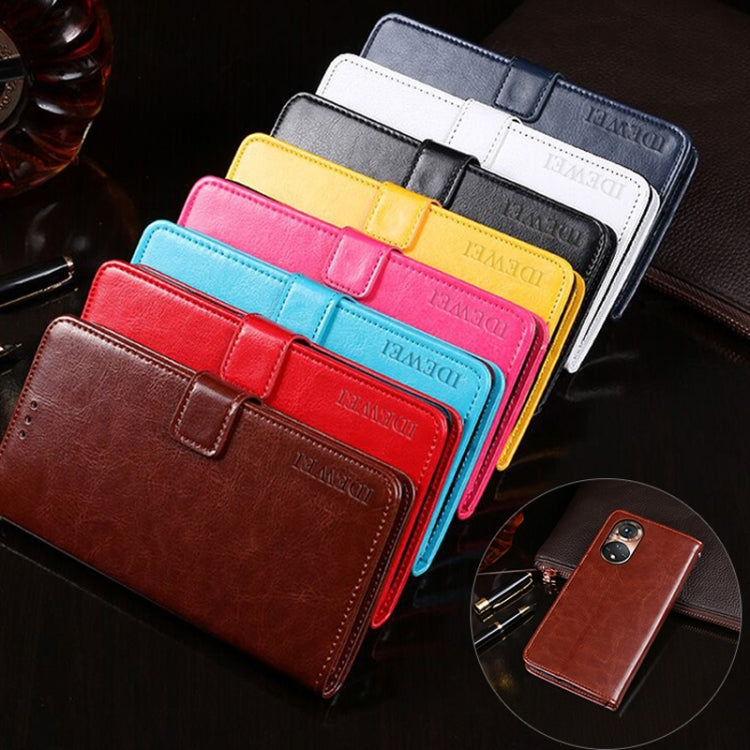 Para honrar 50 Idewei Crazy Horse Texture Horizontal Flip Funda de cuero con soporte y ranuras para tarjetas (Rose Rojo)