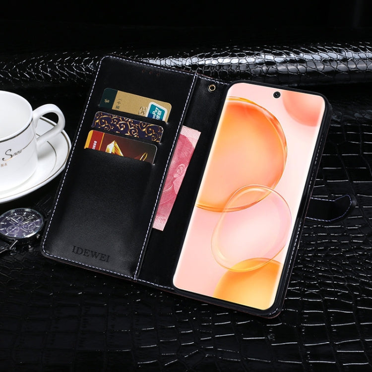 Para Honor 50 Pro Idewei Cocodrilo Textura Horizontal Flip Funda de cuero con soporte y tragamonedas y billetera (Negro)