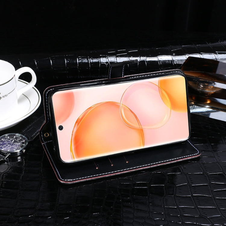 Para Honor 50 Pro Idewei Cocodrilo Textura Horizontal Flip Funda de cuero con soporte y tragamonedas y billetera (Negro)
