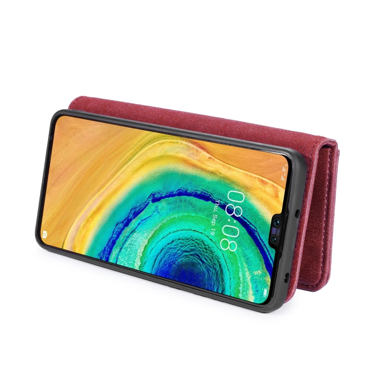 Para Huawei Mate 30 DG.MING Crazy Horse Texture Flip Funda de cuero magnética desmontable con soporte, ranuras para tarjetas y billetera (rojo)
