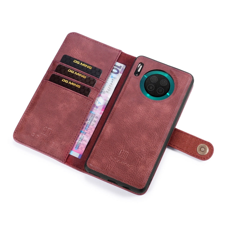 Para Huawei Mate 30 DG.MING Crazy Horse Texture Flip Funda de cuero magnética desmontable con soporte, ranuras para tarjetas y billetera (rojo)
