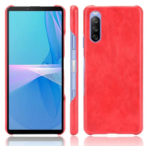 Para Sony Xperia 10 III TRACKI TEXTURE TEXTURE TEXTURE PC + PU CASE (ROJO)