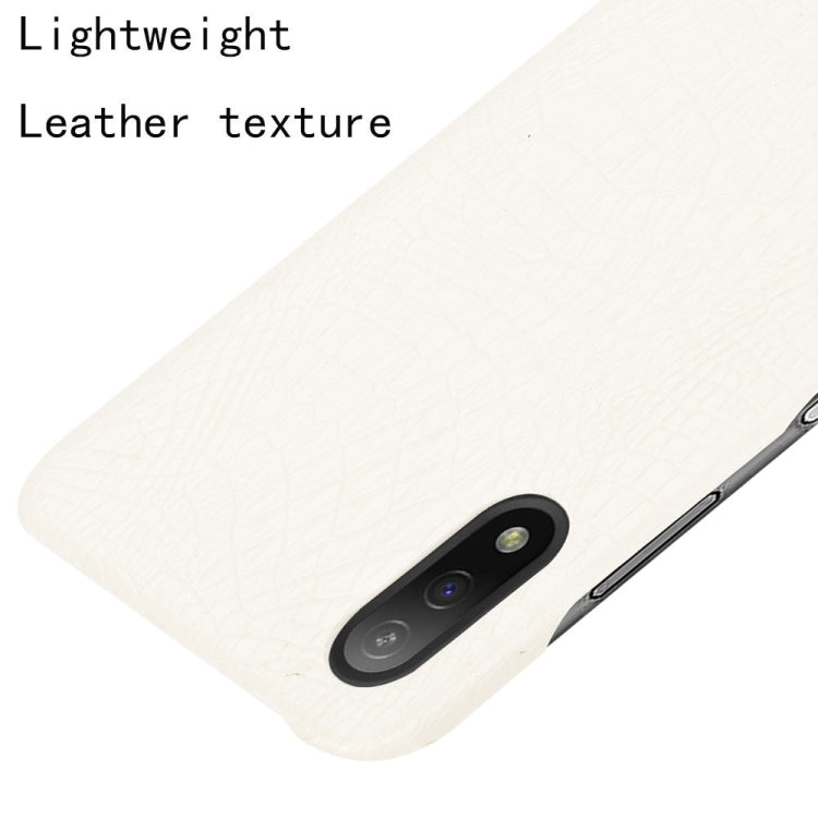 Para Sony Xperia Ace II Textura a prueba de choques de cocodrilo PC + caso PU (blanco)