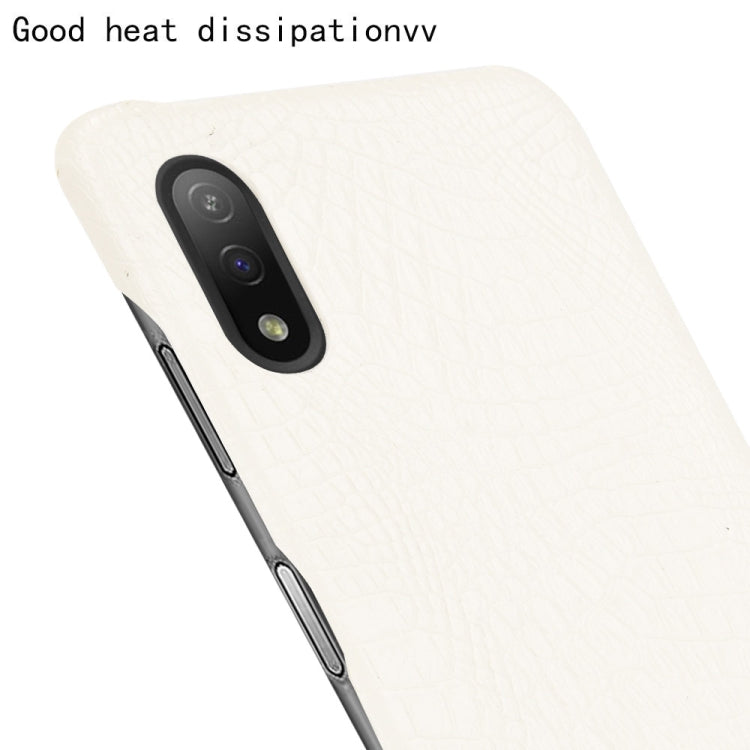 Para Sony Xperia Ace II Textura a prueba de choques de cocodrilo PC + caso PU (blanco)