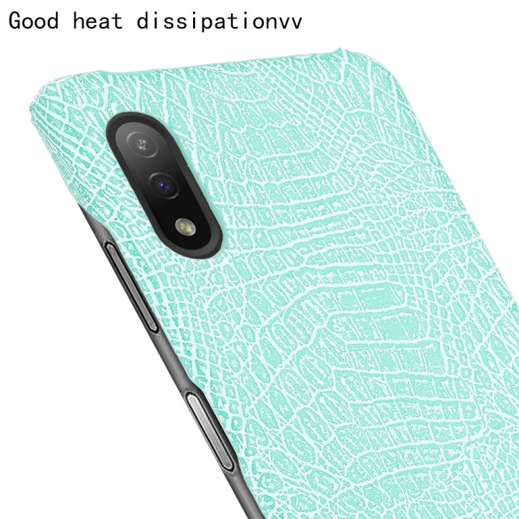 Para Sony Xperia Ace II a prueba de golpes Textura de cocodrilo PC + caso PU (verde claro)