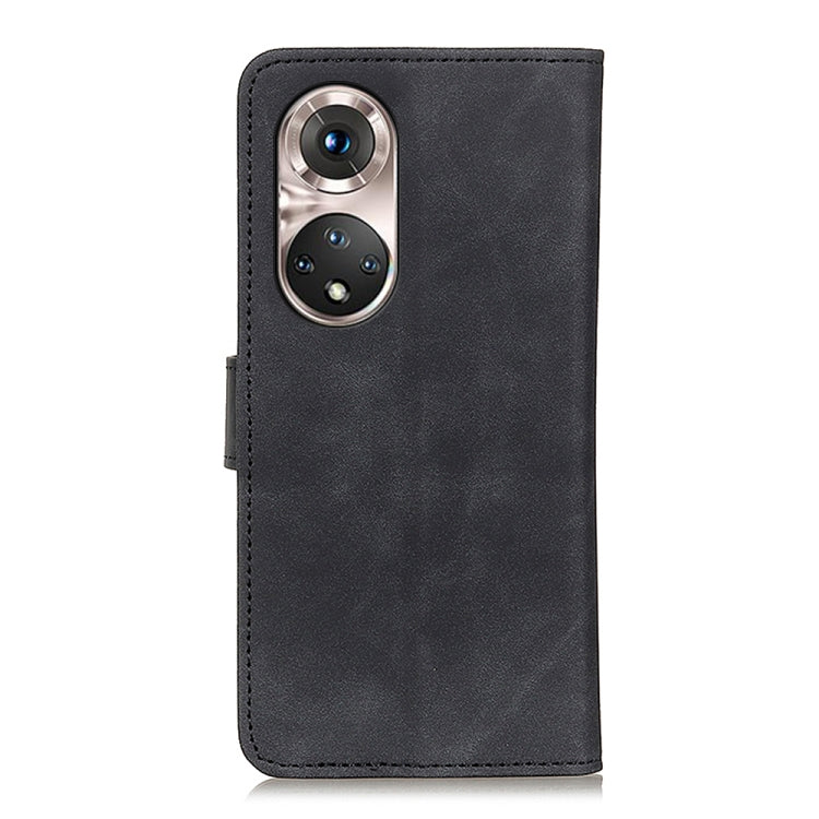 For Honor 50 Pro Khazneh Retro Texture PU + TPU Funda de cuero Horizontal Flip con soporte y ranuras para tarjetas (Negro)