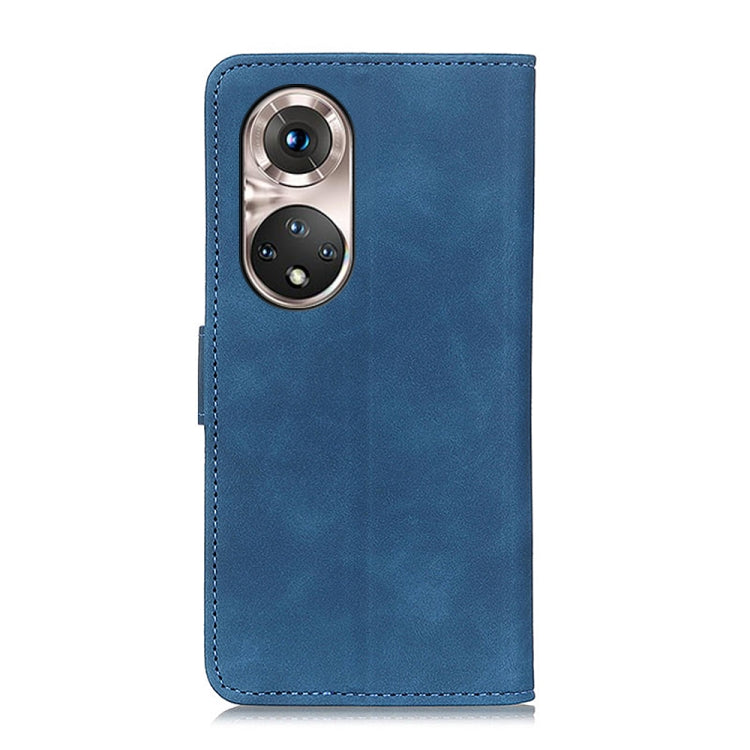 For Honor 50 Pro Khazneh Retro Texture PU + TPU Funda de cuero Horizontal Flip Funda con soporte y ranuras para tarjetas (Azul)