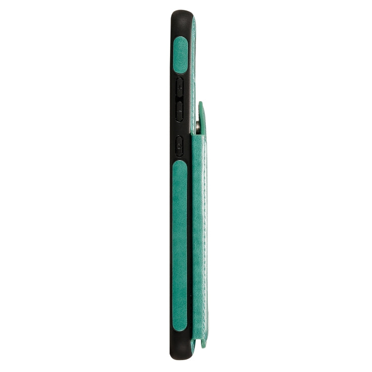 Funda protectora a prueba de golpes con patrón en relieve de árbol de gato Huawei Mate 30 con ranuras para tarjetas y marco de fotos (verde)