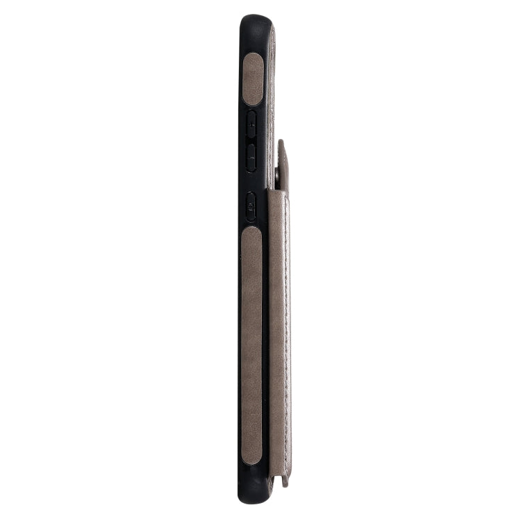 Funda protectora a prueba de golpes con patrón en relieve de árbol de gato Huawei Mate 30 con ranuras para tarjetas y marco de fotos (gris)