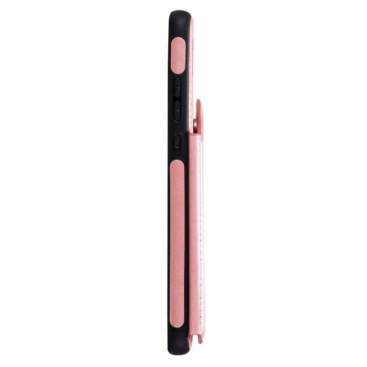 Funda protectora a prueba de golpes con patrón en relieve de árbol de gato Huawei Mate 30 con ranuras para tarjetas y marco de fotos (oro rosa)