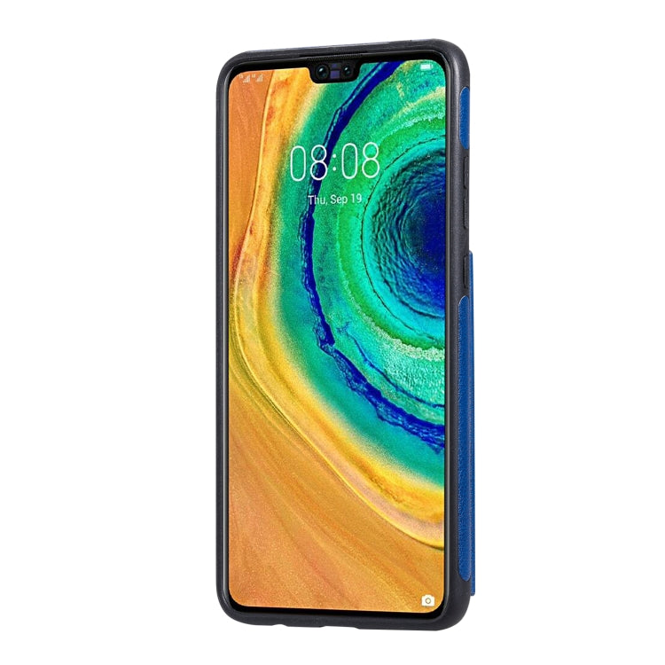 Para Huawei Mate 30 Color sólido Double - Button Zipper Funda protectora a prueba de golpes (azul)