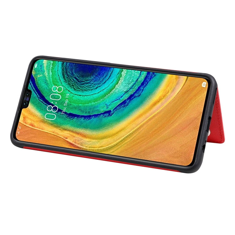 Para Huawei Mate 30 Color sólido Doble - Botón con cremallera Funda protectora a prueba de golpes (rojo)