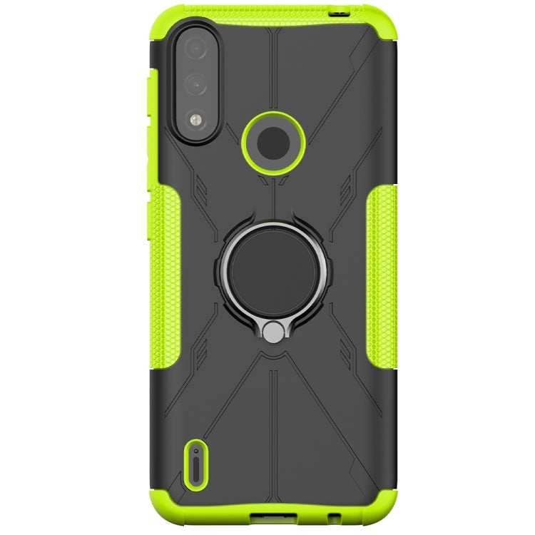 Para Motorola Moto E7 Power Armor Bear Aponsproof PC + TPU Funda protectora con soporte de anillo (verde)