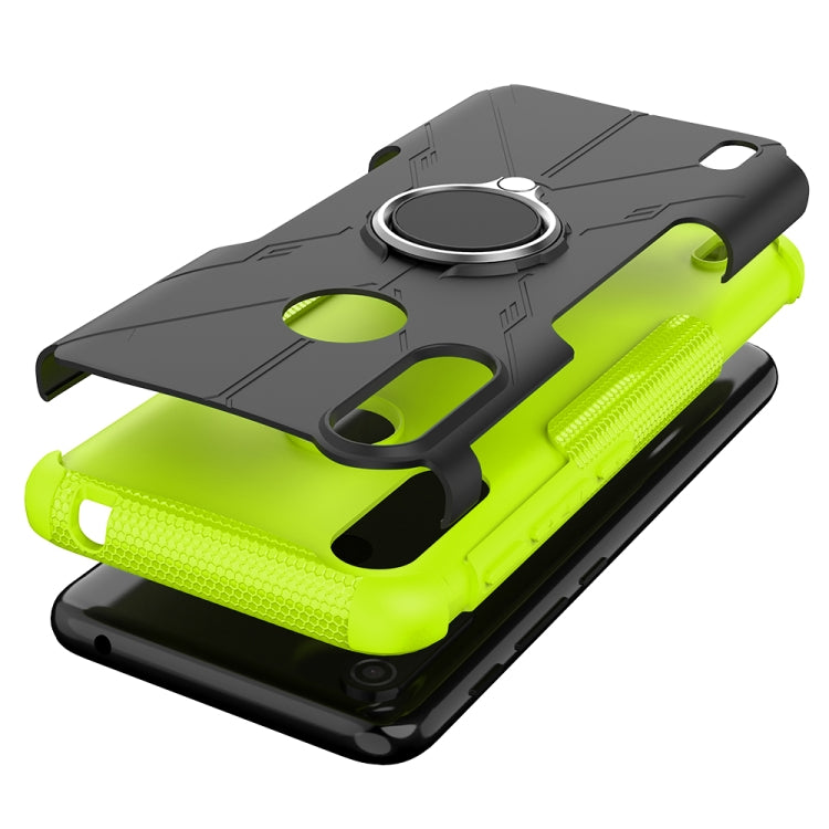 Para Motorola Moto E7 Power Armor Bear Aponsproof PC + TPU Funda protectora con soporte de anillo (verde)