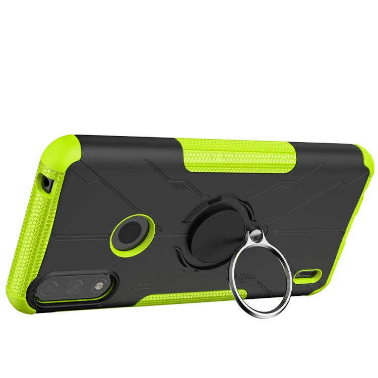 Para Motorola Moto E7 Power Armor Bear Aponsproof PC + TPU Funda protectora con soporte de anillo (verde)