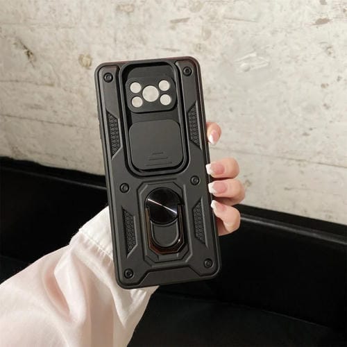 Para Xiaomi POCO X3 CUBIERTA DE CUERA DE CÁMARA DESLIZADOR TPU + PC Funda protectora (Negro)