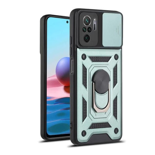 Para Xiaomi Redmi Note 10 CUBIERTA DE CAMERA DESLIZADORA TPU + PC Funda protectora (verde oscuro)