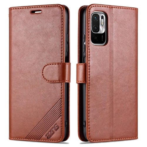 Para Xiaomi Poco M3 Pro 5G / Redmi Note 10 5g AZNS Caja de cuero horizontal de la textura de la piel de oveja con el soporte y las tragamonedas y la cartera (marrón)