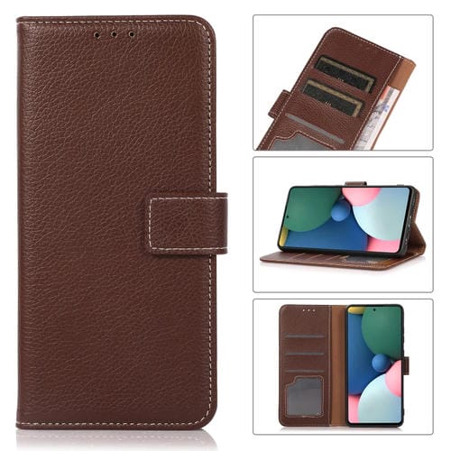 Para Motorola Moto G40 Fusion Litchi Texture PU + TPU Funda de cuero Horizontal Flip con soporte y tragamonedas y billetera (Marrón)