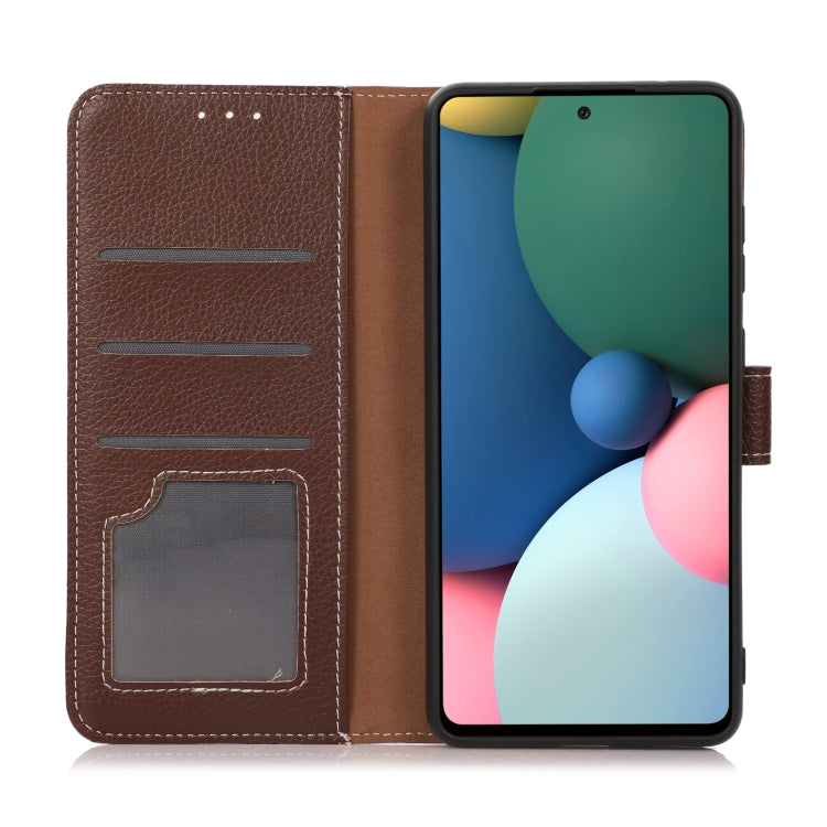 Para Motorola Moto G40 Fusion Litchi Texture PU + TPU Funda de cuero Horizontal Flip con soporte y tragamonedas y billetera (Marrón)