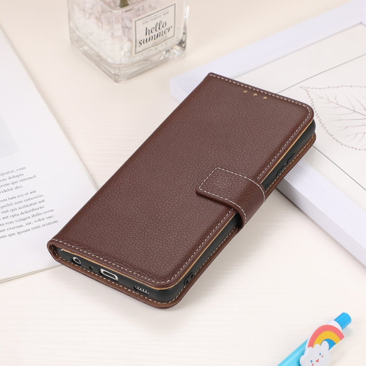 Para Motorola Moto G40 Fusion Litchi Texture PU + TPU Funda de cuero Horizontal Flip con soporte y tragamonedas y billetera (Marrón)