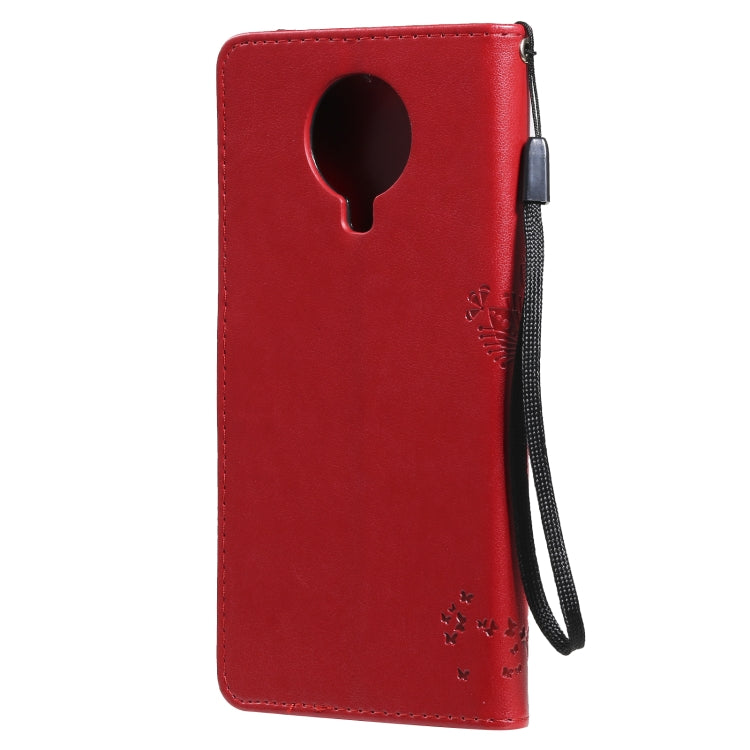 Para Nokia 6.3 Patrón de árbol y gato Impresión prensada Funda de cuero Horizontal Flip PU con soporte y tragamonedas de tarjetas y billetera y cordón (rojo)