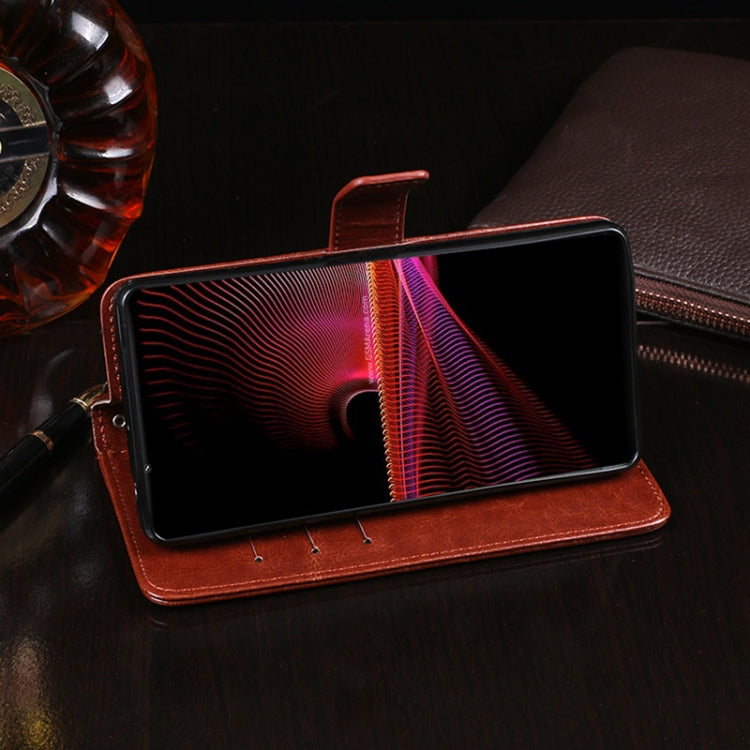Para Sony Xperia 1 III Idewei Crazy Horse Texture Horizontal Flip Funda de cuero con soporte y tragamonedas y billetera (azul)