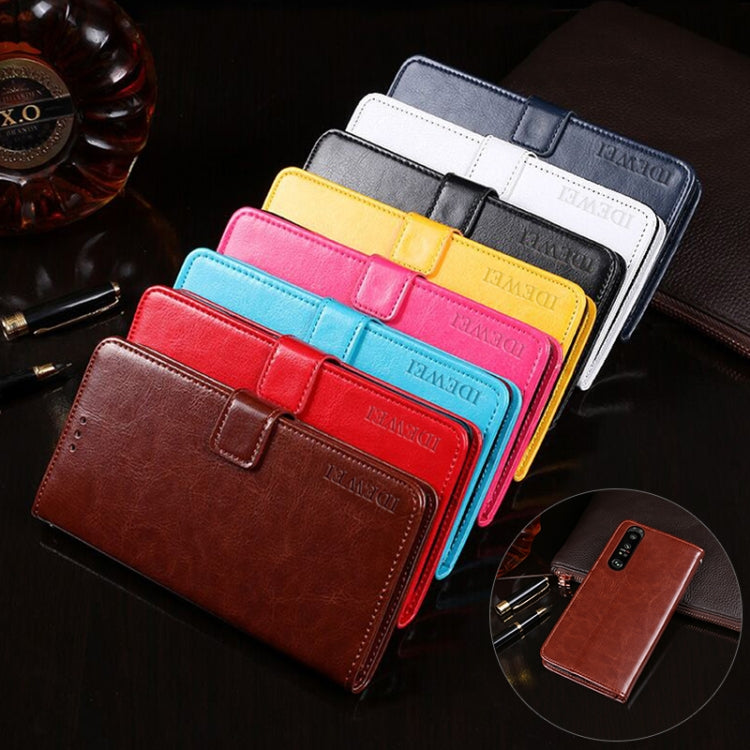 Para Sony Xperia 5 III Idewei Crazy Horse Texture Horizontal Flip Funda de cuero con soporte y tragamonedas y billetera (Rose Rojo)