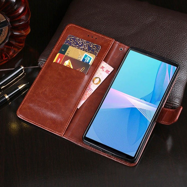 Para Sony Xperia 10 III Idewei Crazy Horse Texture Horizontal Flip Funda de cuero con soporte y tragamonedas y billetera (amarillo)
