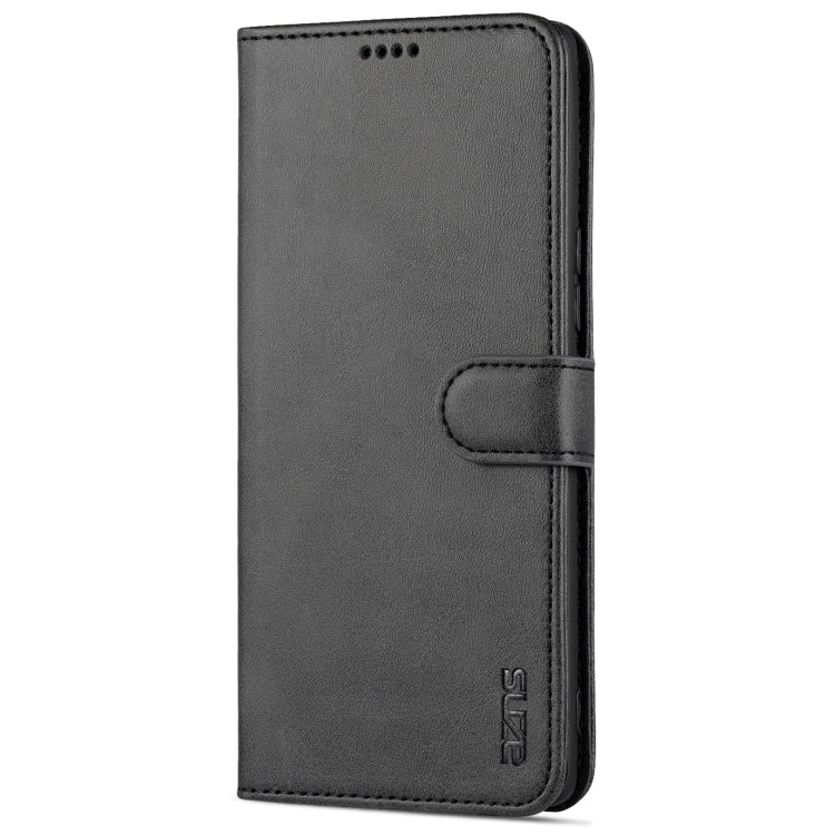 Para Honor 50 AZNS Siente la piel de la piel de la piel Caja de cuero de la tapa horizontal con ranuras y soporte para tarjetas y billetera (Negro)