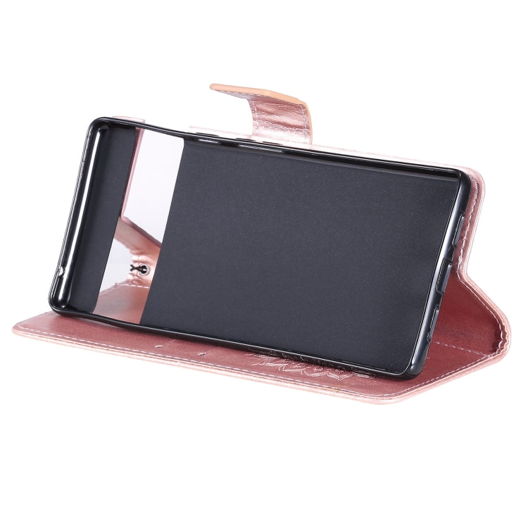 Para Google Pixel 6 Sun Pattern Horizontal Flip Funda de cuero con ranura para tarjeta y soporte y cartera y cordón (oro rosa)