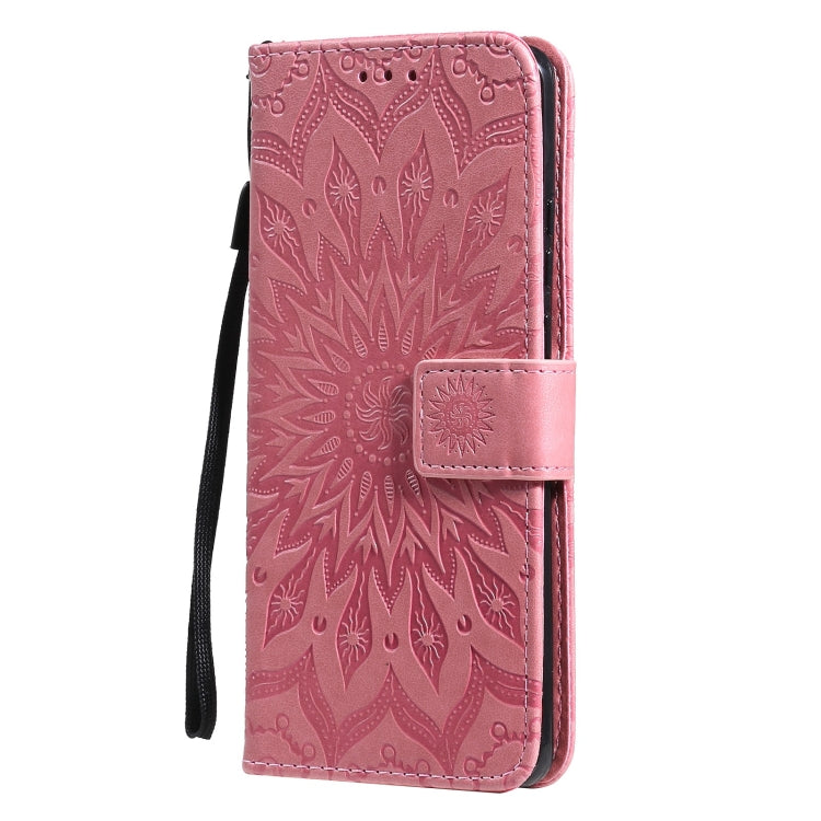 Para Huawei P50 Pro Sun Sun Pattern Horizontal Flip Funda de cuero con ranura para tarjeta y soporte y cartera y cordón (rosa)