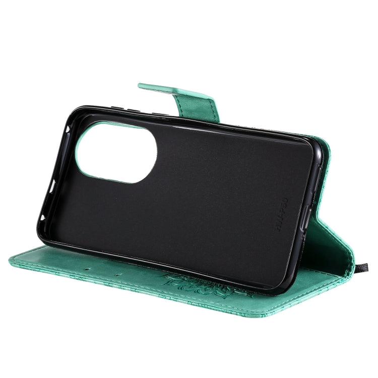 Para Huawei P50 Sun Pattern Horizontal Flip Funda de cuero con ranura para tarjeta y soporte y billetera y cordón (verde)