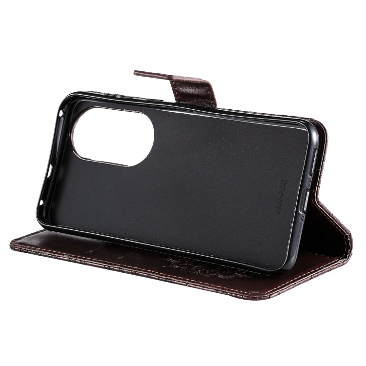 Para Huawei P50 Sun Pattern Horizontal Flip Funda de cuero con ranura para tarjeta y soporte y billetera y cordón (marrón)