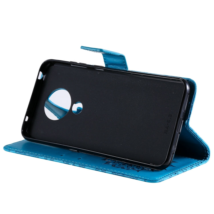 Para Nokia 5.3 Sun Pattern Horizontal Flip Funda de cuero con ranura para tarjeta y soporte y billetera y cordón (azul)