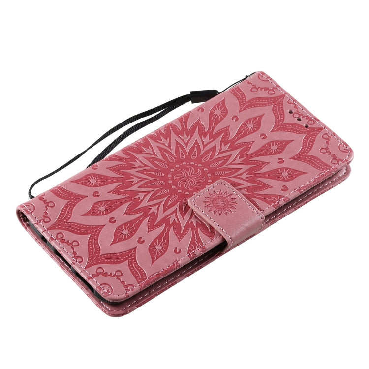 Para Nokia 6.3 / G20 / G10 Sun Pattern Funda de cuero Horizontal Flip Funda con ranura para tarjeta y soporte y billetera y cordón (rosa)