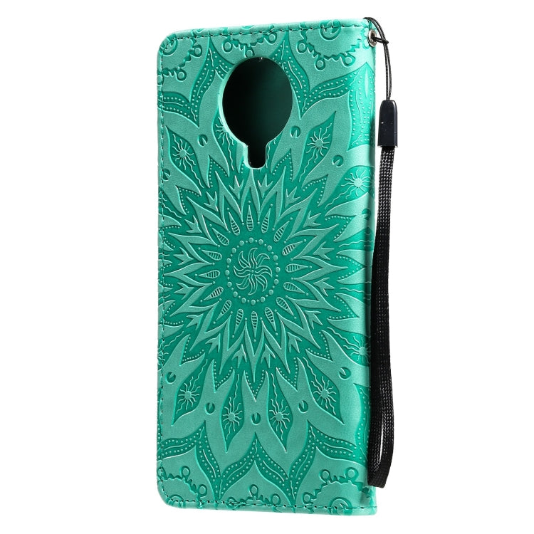 Para Nokia 6.3 / G20 / G10 Patrón de estampado en relieve Horizontal Flip Funda de cuero con tarjeta de ranura y soporte para tarjeta y cartera y cordón (verde)