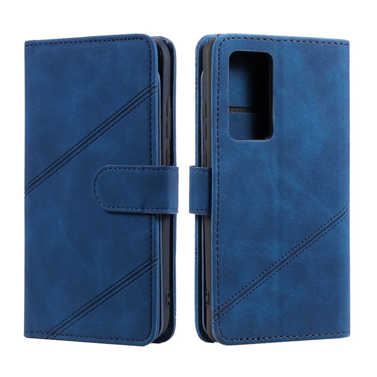 Para HUAWEI P40 PROY PIEL Sienta la funda de cuero Horizontal Flip PU con el soporte y las ranuras de las tarjetas múltiples y la cartera y el marco de la foto (azul)