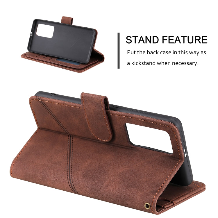 Para Huawei P40 PRO Siente la piel de la piel Funda de cuero Horizontal Flip PU con soporte y tragamonedas de tarjetas múltiples y billetera y lanyard y marco de fotos (marrón)