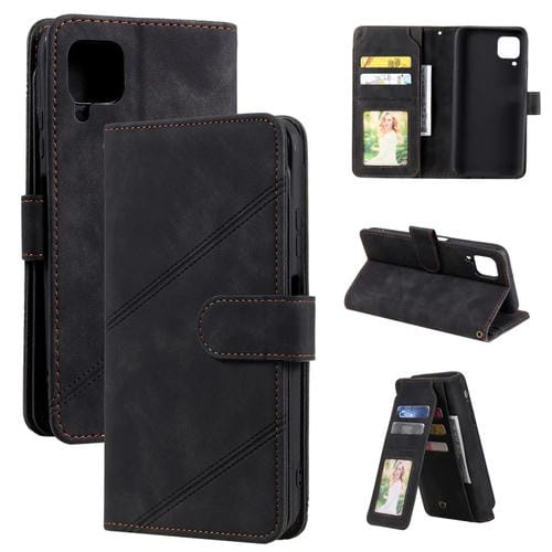Para Huawei P40 Lite Siente la piel de la piel de la piel de la piel Horizontal Flip PU Funda con soporte y tragamonedas de tarjetas múltiples y billetera y lanyard y marco de fotos (negro)
