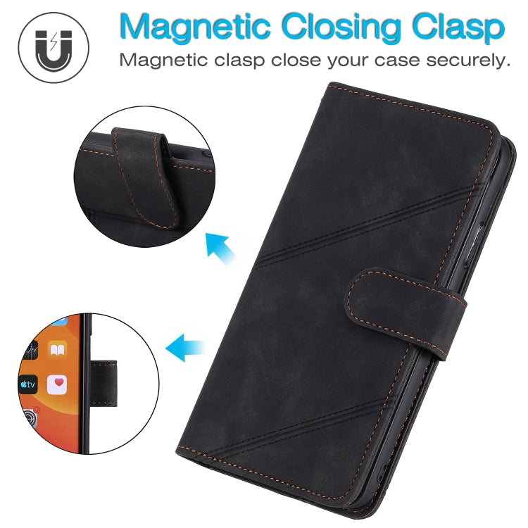 Para Huawei P40 Lite Siente la piel de la piel de la piel de la piel Horizontal Flip PU Funda con soporte y tragamonedas de tarjetas múltiples y billetera y lanyard y marco de fotos (negro)
