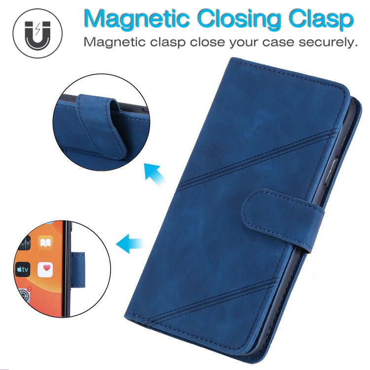 Para Huawei P40 Lite Sientir la piel de la piel Horizontal Flip PU Funda de cuero con soporte y tragamonedas de tarjetas múltiples y billetera y lanyard y marco de fotos (azul)