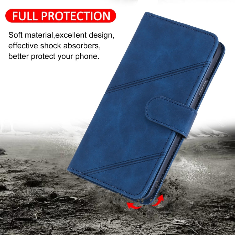 Para Huawei P40 Lite Sientir la piel de la piel Horizontal Flip PU Funda de cuero con soporte y tragamonedas de tarjetas múltiples y billetera y lanyard y marco de fotos (azul)