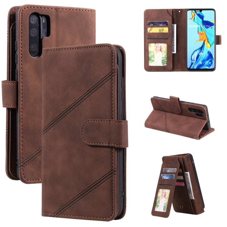 Para Huawei P30 PRO Piel Fee Business Horizontal Flip PU Funda de cuero con soporte y ranuras de tarjetas múltiples y billetera y filo y marco de fotos (marrón)