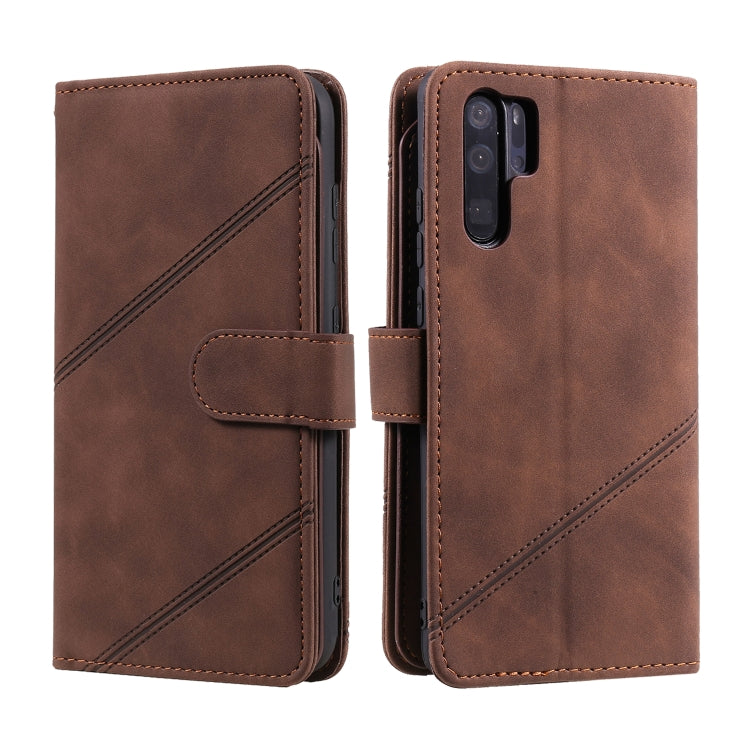 Para Huawei P30 PRO Piel Fee Business Horizontal Flip PU Funda de cuero con soporte y ranuras de tarjetas múltiples y billetera y filo y marco de fotos (marrón)